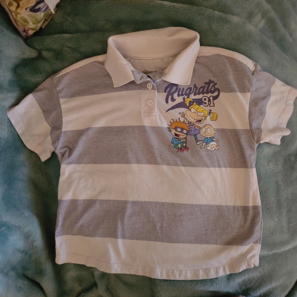 Nickelodeon Rugrats Toddler Polo - Gray and White
